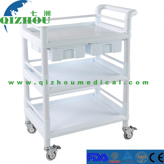 ABS Multi-function Beauty Salon Clinic Nursing Trolley With Drawer - Click Image to Close