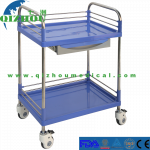 Cheap Stainless Steel With Plastic Medical Dressing Trolley With Wheels