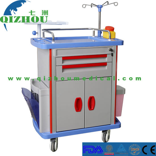 China Hospital Medical ABS Plastic Emergency Crash Cart General Medication Trolley - Click Image to Close