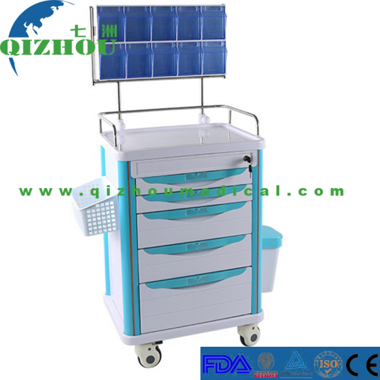 Economic Plastic One Door Central Key Drawers Medical Hospital Cheap Anesthesia Cart - Click Image to Close