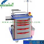 Carrito de emergencia de pilar de aleación de aluminio para hospital de clase alta UCI médica ABS