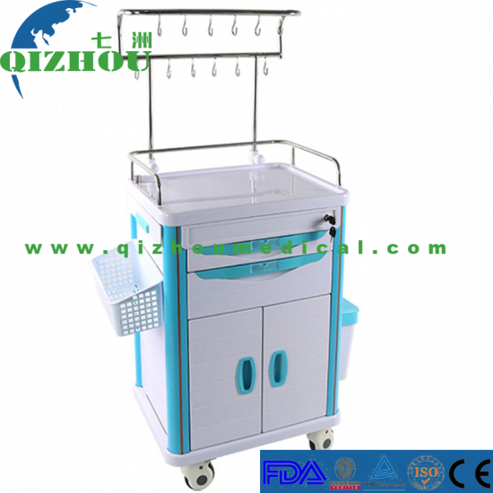 High Quality ABS Hospital Medicine IV Cart Infusion Trolley Treatment Trolley With Draws For Hospital Clinic - Click Image to Close