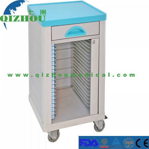 High Quality ABS Single Patient Record Cabinet Medical Trolley With 1 Drawers