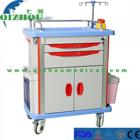 High Quality Cheap Mobile Abs Drugs Hospital Medical Crash Cart Plastic Emergency Medicine Trolley For Clinic - Click Image to Close