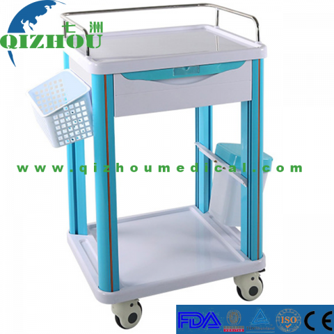 Hospital ABS Frame Treatment Trolley with Lockable Castors