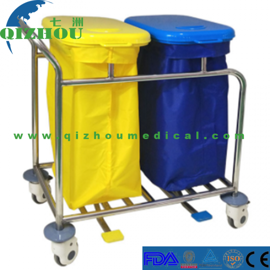 Hospital Dirty Laundry Dressing Linen Handle Cleaning Cart Trolley with Dust Bag - Click Image to Close