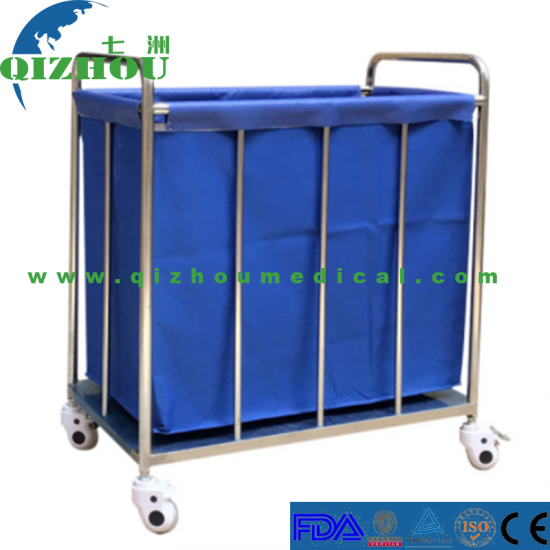 Hospital Equipment Stainless Steel Dirty Linen Medical Waste Trolley with Wheels - Click Image to Close