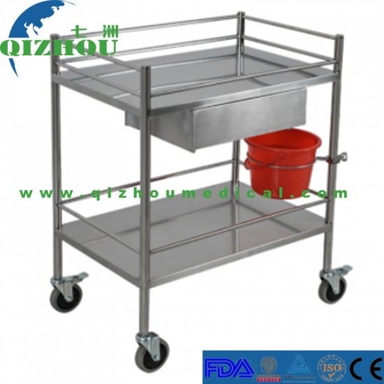 Hospital Equipment Stainless-Steel Multi-Function Medical Dressing Treatment Change Trolley - Click Image to Close