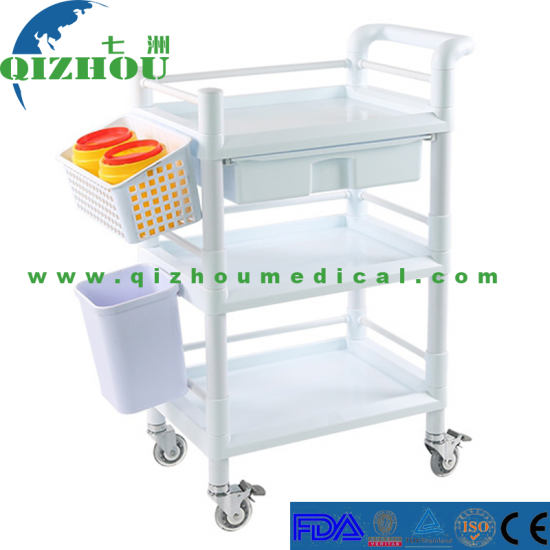 Hospital Furniture Abs Plastic Emergency Medical Trolley Cart - Click Image to Close