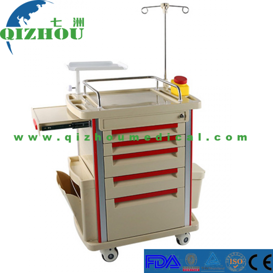 Hospital Medical Equipment Operating Room Emergency Trolley ABS Medical Trolley With Drawer Medical Emergency Trolley Equipment - Click Image to Close