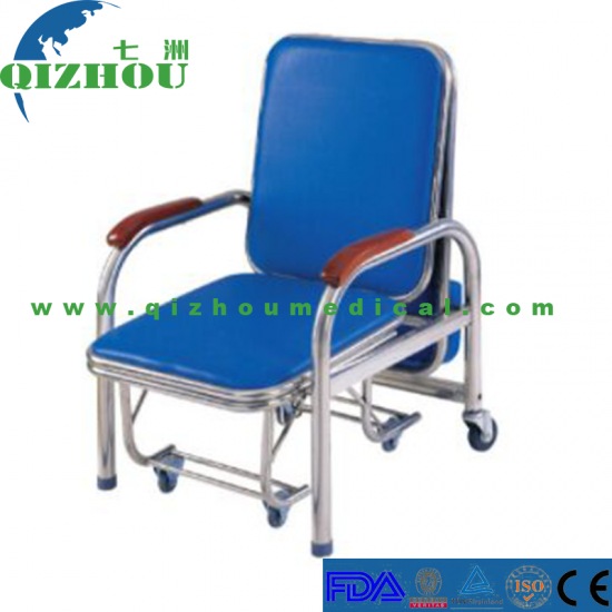 Hospital Medical Folding Sleeping Accompany Chair Stainless Steel Attendant Bed Cum Chair - Click Image to Close