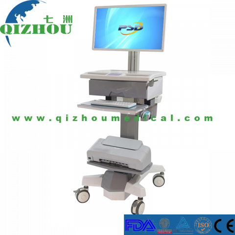 Hospital Mobile Working Station Wireless Nursing Medicine Trolley With Computer