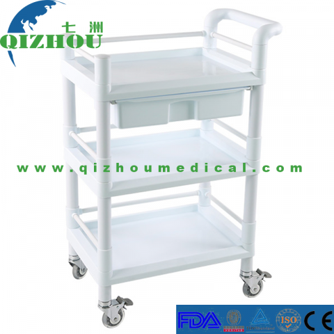 Hospital Nursing Medical ABS Emergency Trolley With Drawer