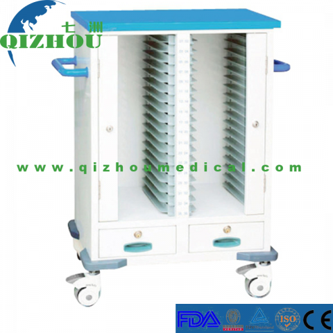 Hospital Patient Room Nurse Movable Metal Medical Records Trolley