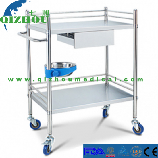 Hospital Stainless Steel Instrument Treatment Dressing Trolley - Click Image to Close