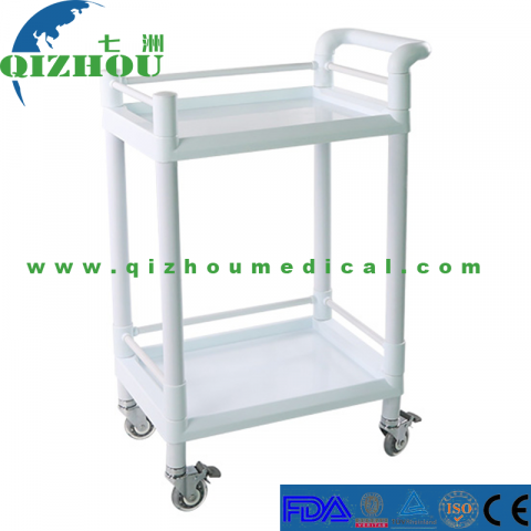 Medical ABS Full Plastic Instrument Two Layers Small Trolley