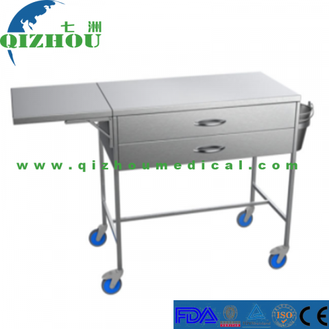 Medical Level Stainless Steel Hospital Instrument Treatment Trolley and Surgery Plaster Cart with Drawer/Shelf /Bucket