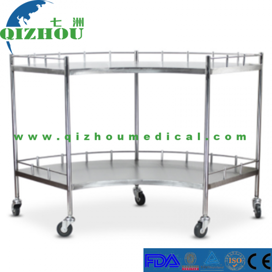 Medical SS 304 Fan Shape Surgical Instrument Trolley With Casters - Click Image to Close