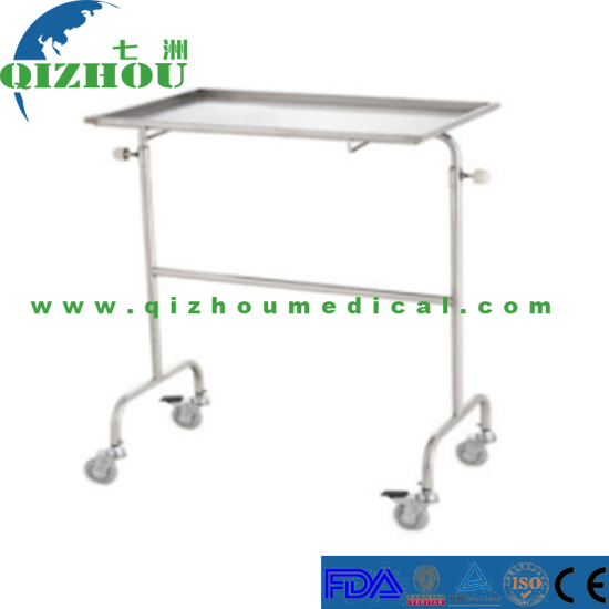 Mobile Hospital Stainless Steel Adjustable Mayo Trolley - Click Image to Close