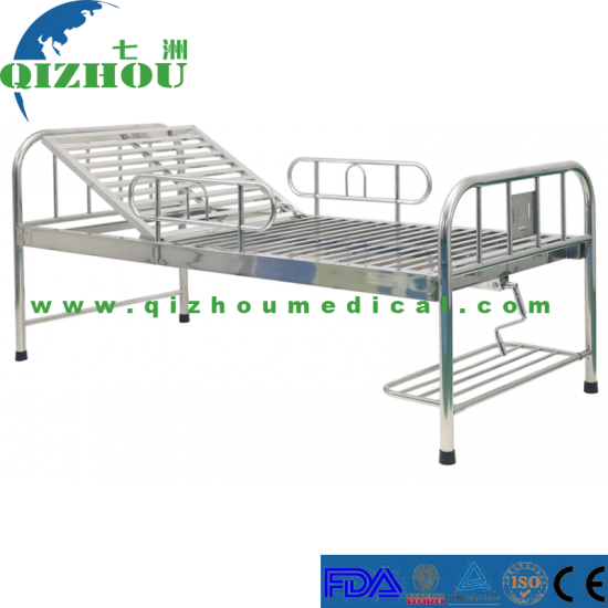 Single Function SUS201 Manual Crank Stainless Steel Hospital Bed Without Wheel - Click Image to Close