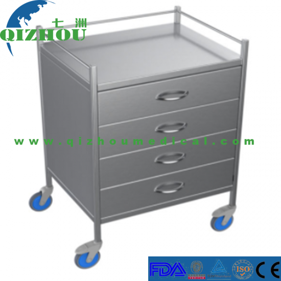 Stainless Steel Hospital Medical Resuscitation Trolley Cart - Click Image to Close