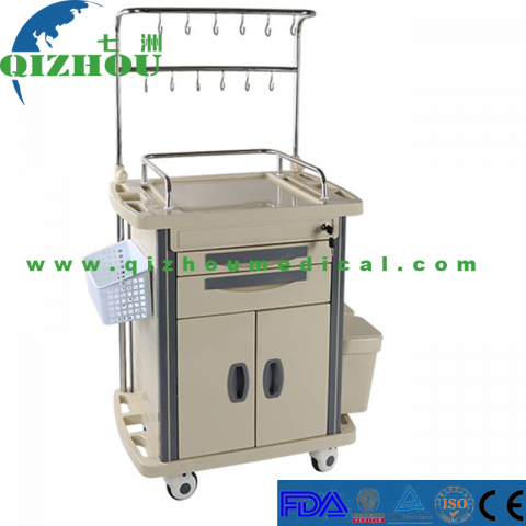 Supplier ABS Plastic IV Treatment Medical Mobile Hospital Infusion Trolley With Drawer