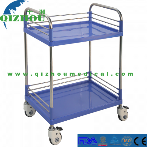 Two Floors Surgical Stainless Steel With Plastic Medical Trolley