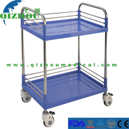 Two Floors Surgical Stainless Steel With Plastic Medical Trolley - Click Image to Close