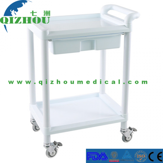 Two Layers Hospital Treatment Crash Cart ABS Nursing Medical Emergency Trolley For Sale - Click Image to Close